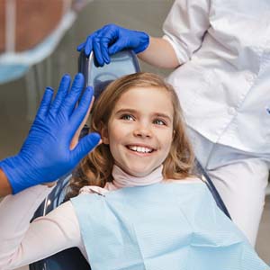 Girl after dental checkup in Lewisville