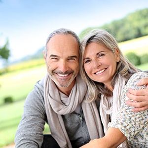 Closeup of senior couple smiling