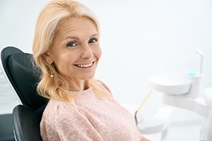 Woman smiling in dental chair