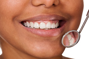 Closeup smile during dental exam