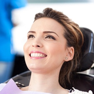 woman smiling in dental chair