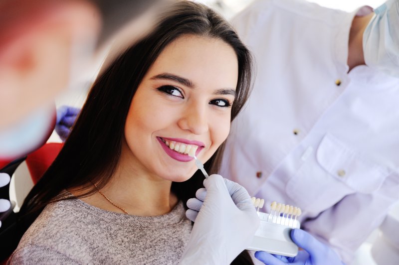 woman preparing to get porcelain veneers in Lewisville